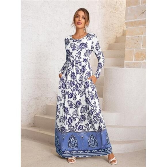 Lovey Day Long Sleeve Women’s Floral Print Maxi Dress Size XL - Picture 11 of 13